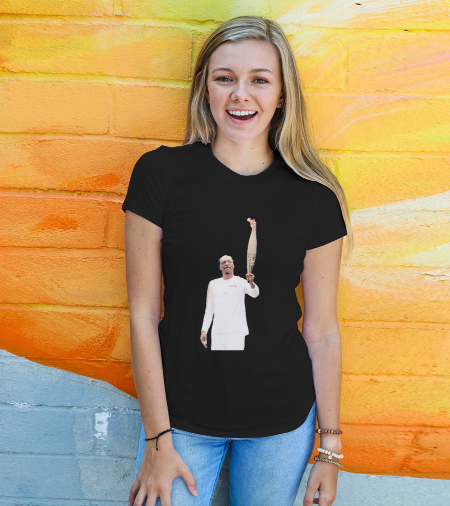 Snoop Dogg Carries Olympic Torch In Iconic White Attire T-Shirt