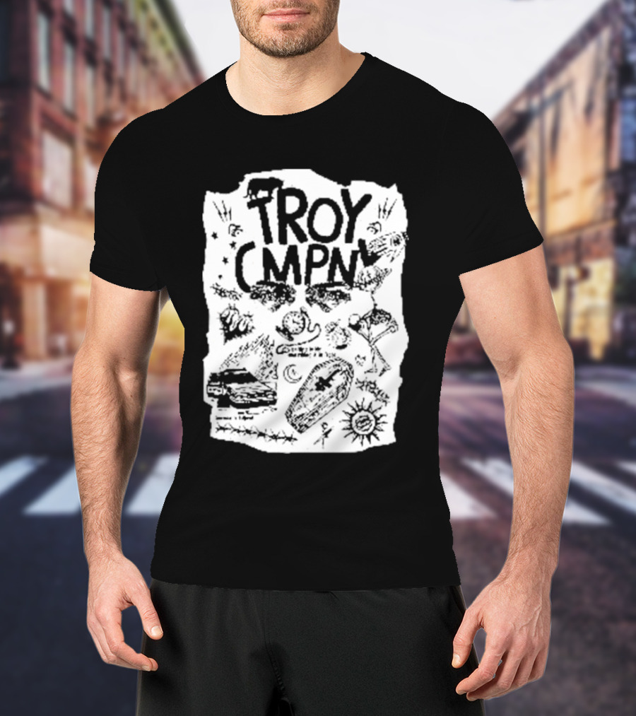 Troy CMPN Mineral Blue Death Can Come Anytime Ds 2447 Coffin Sun Stars Moon T-Shirt