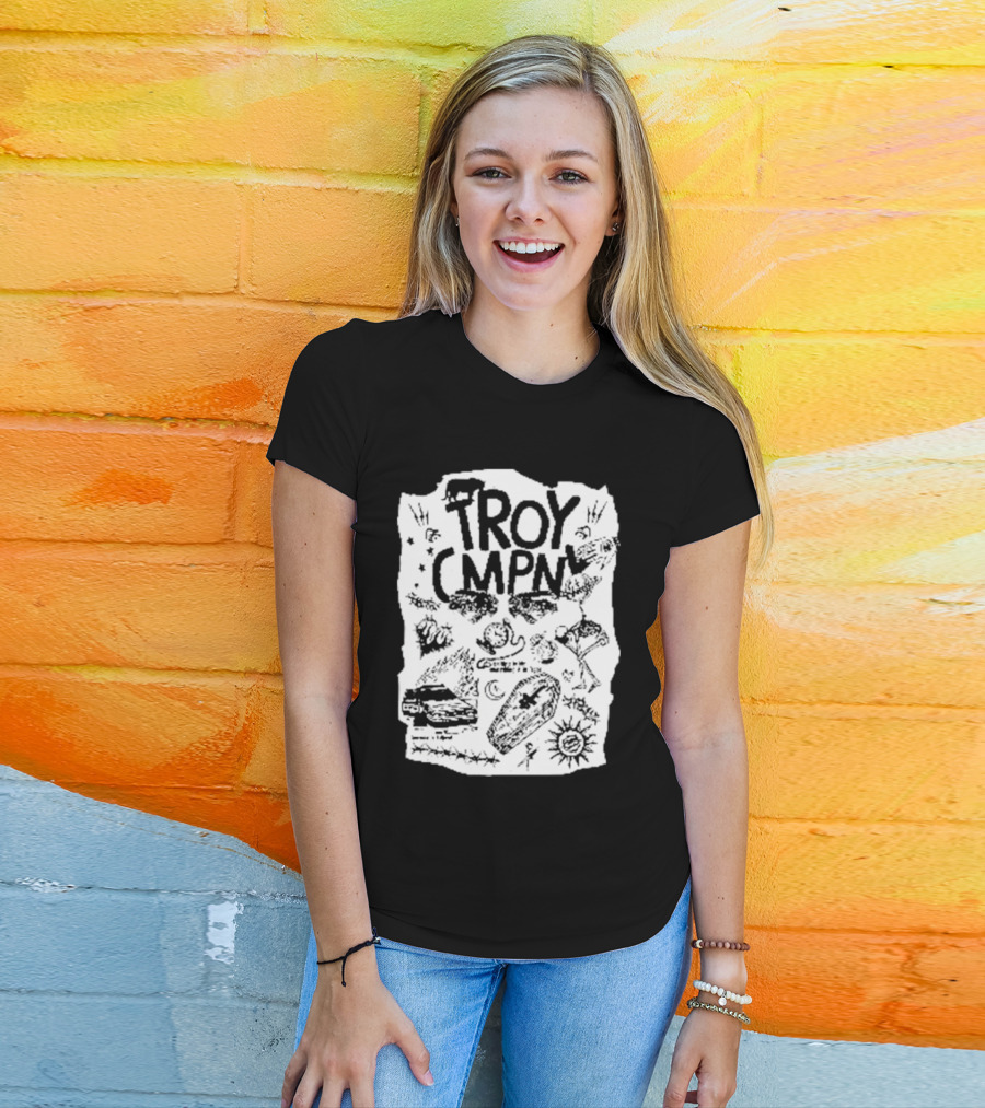 Troy CMPN Mineral Blue Death Can Come Anytime Ds 2447 Coffin Sun Stars Moon T-Shirt