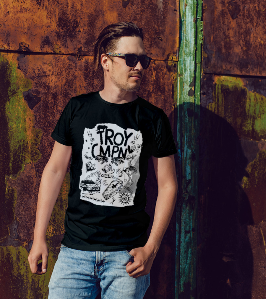 Troy CMPN Mineral Blue Death Can Come Anytime Ds 2447 Coffin Sun Stars Moon T-Shirt