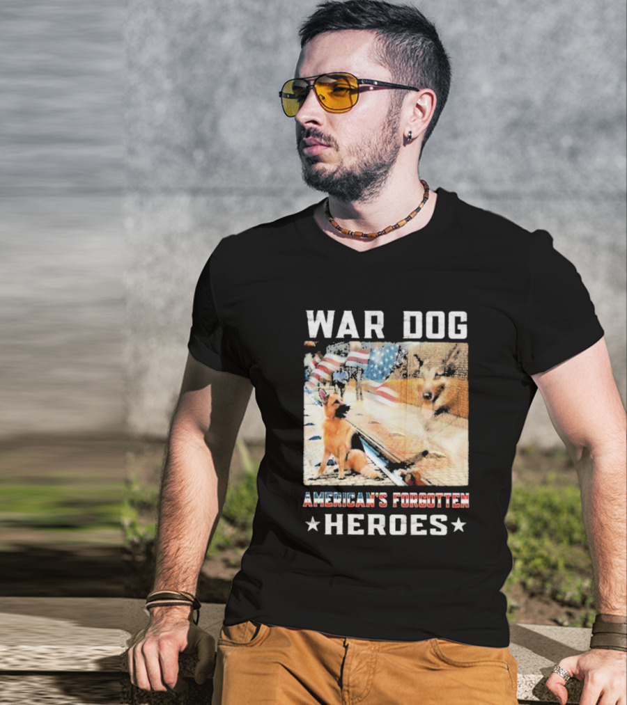 War Dog American's Forgotten Heroes Flags And German Shepherd T-Shirt