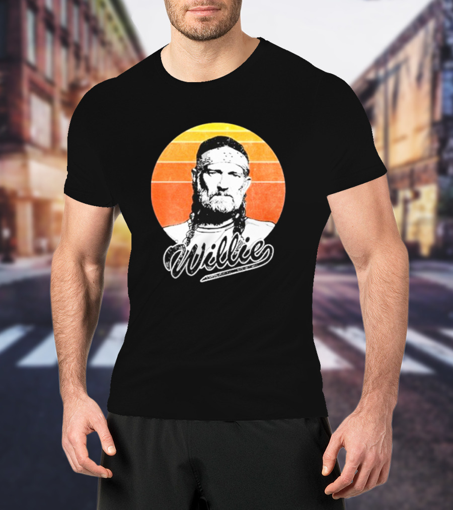 Willie Nelson Vintage Sunset Circle T-Shirt