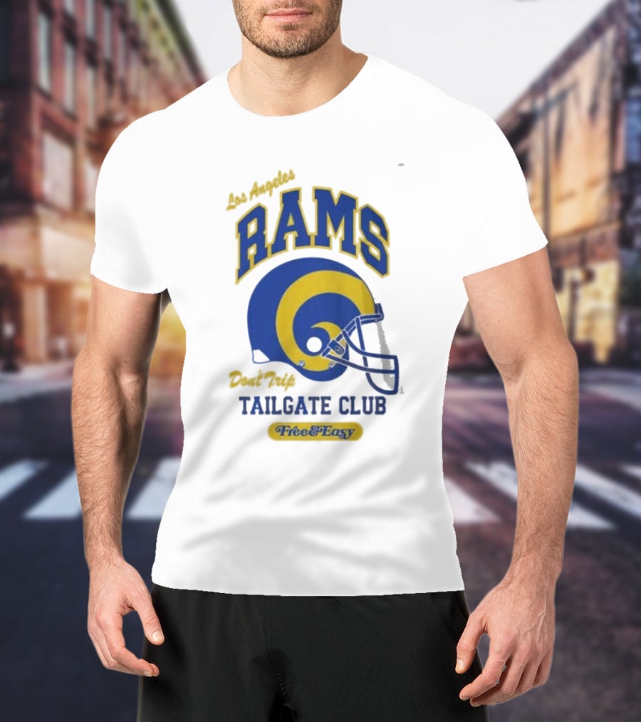 Los Angeles Rams Don't Trip Tailgate Club Free And Easy Helmet T-Shirt