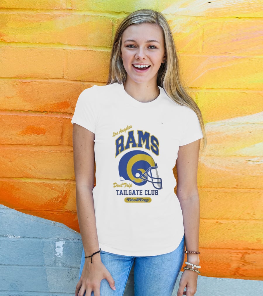 Los Angeles Rams Don't Trip Tailgate Club Free And Easy Helmet T-Shirt