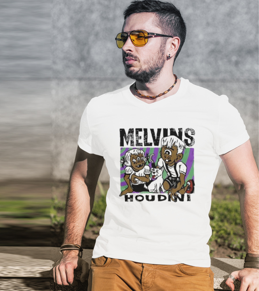 Melvins Houdini Cartoon Kids With Cat T-Shirt