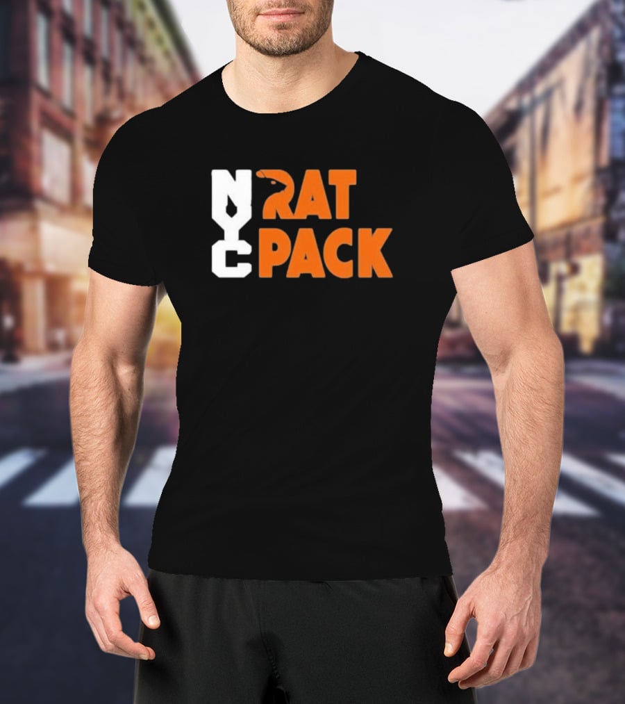 NYC Rat Pack Baseball Rat Typography T-Shirt