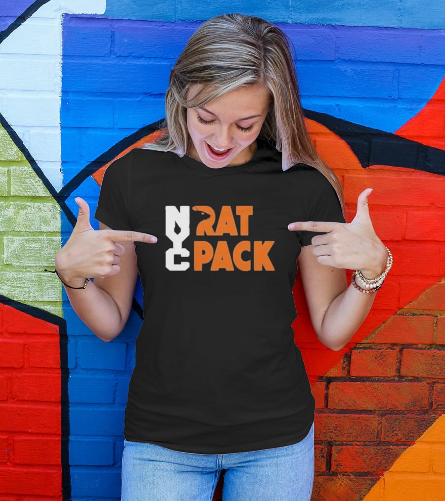 NYC Rat Pack Baseball Rat Typography T-Shirt