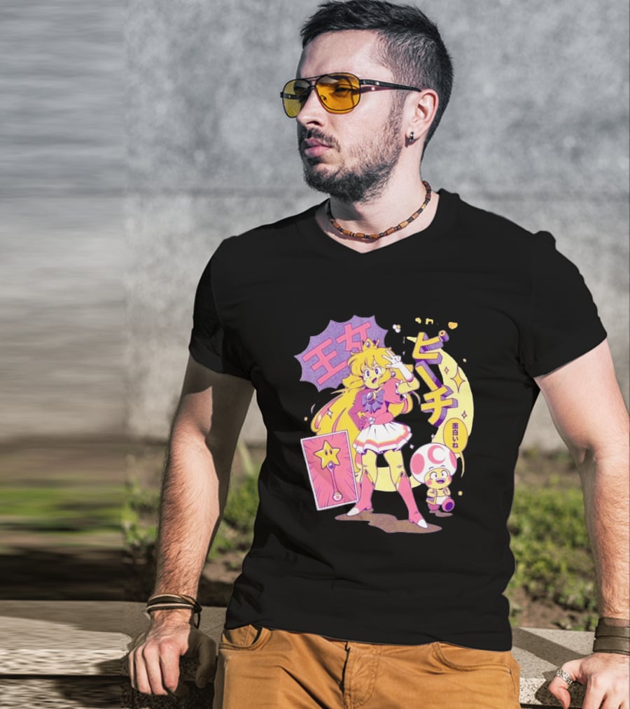 Sailor Moon Peach Toad Ilustrata Mario Princesses T-Shirt