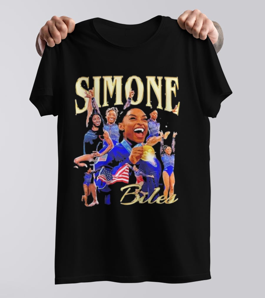 Simone Biles Olympic Gold Medalist Team USA Gymnast Paris T-Shirt