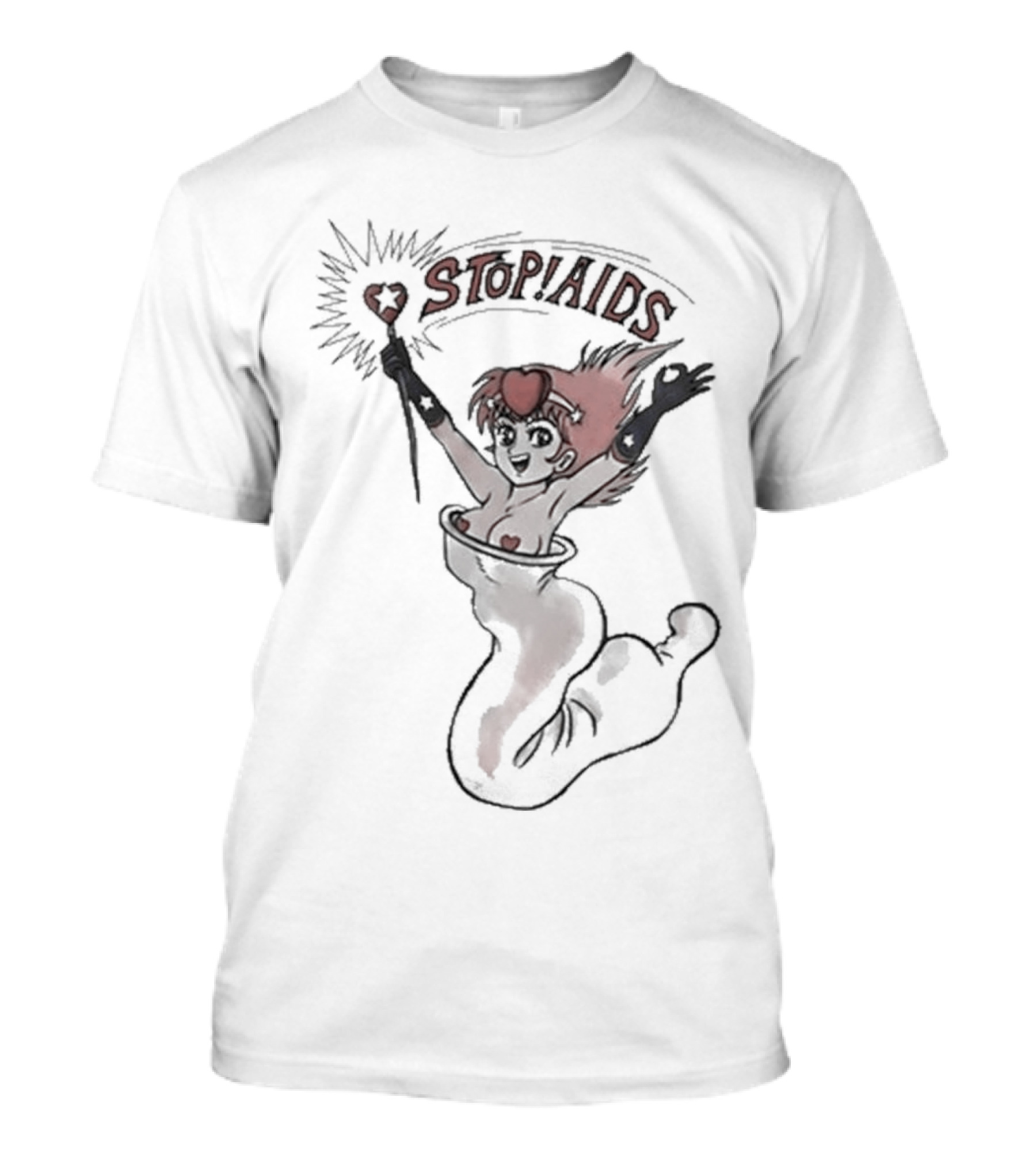 STOP AIDS Sailor Moon Wand Heart T-Shirt