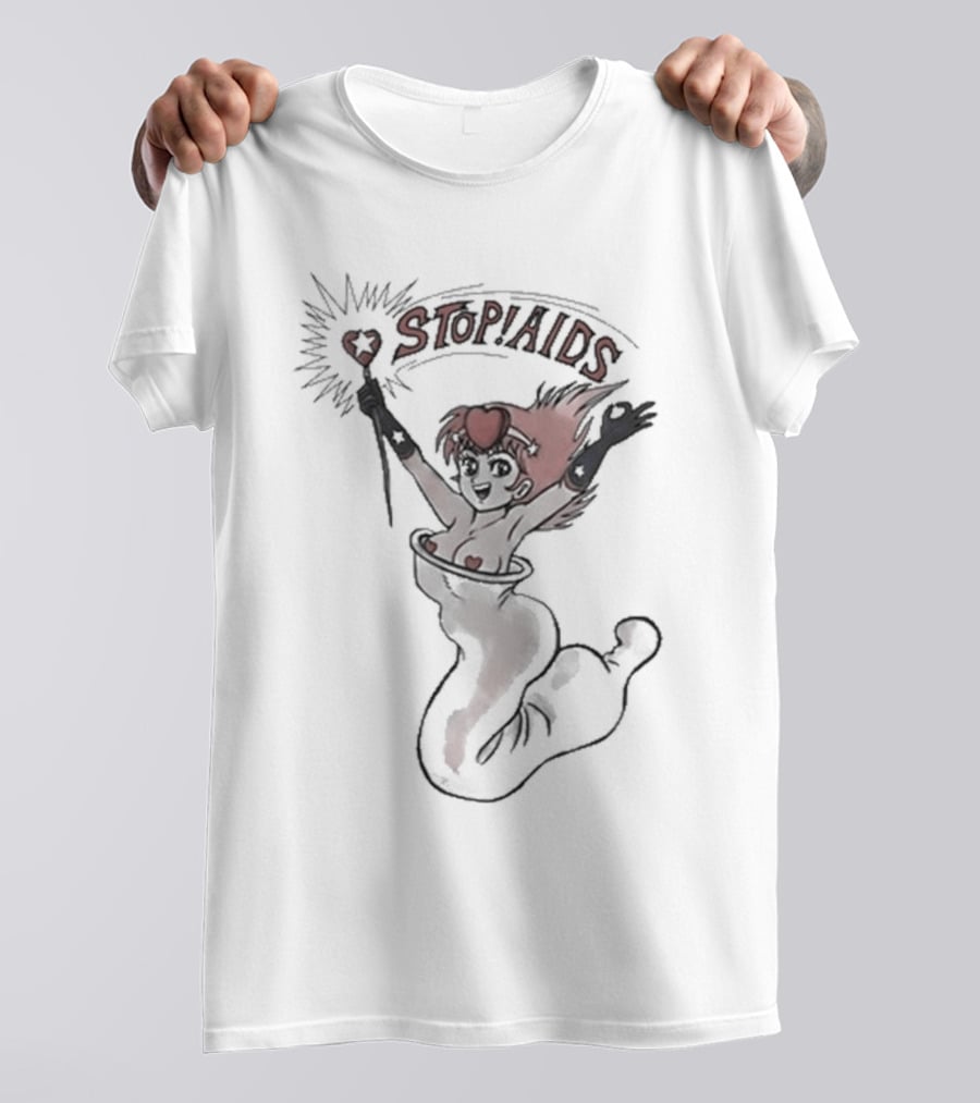 STOP AIDS Sailor Moon Wand Heart T-Shirt