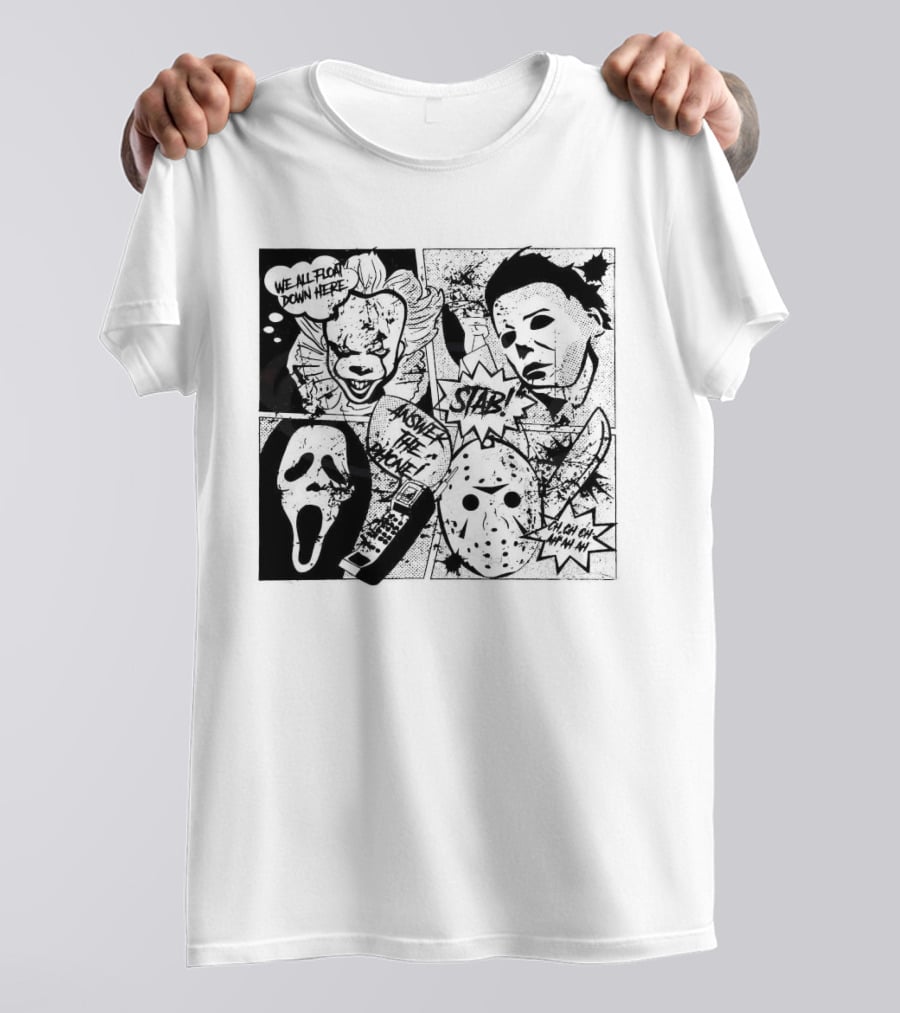 Horror Icons Mashup: We All Float Down Here Answer The Phone Stab Oh Oh Oh Wh Wh Wh T-Shirt