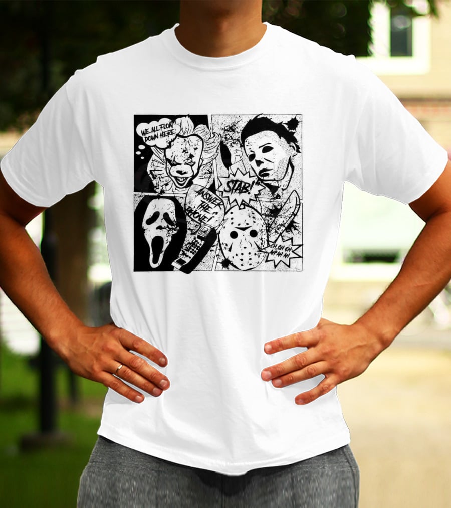 Horror Icons Mashup: We All Float Down Here Answer The Phone Stab Oh Oh Oh Wh Wh Wh T-Shirt