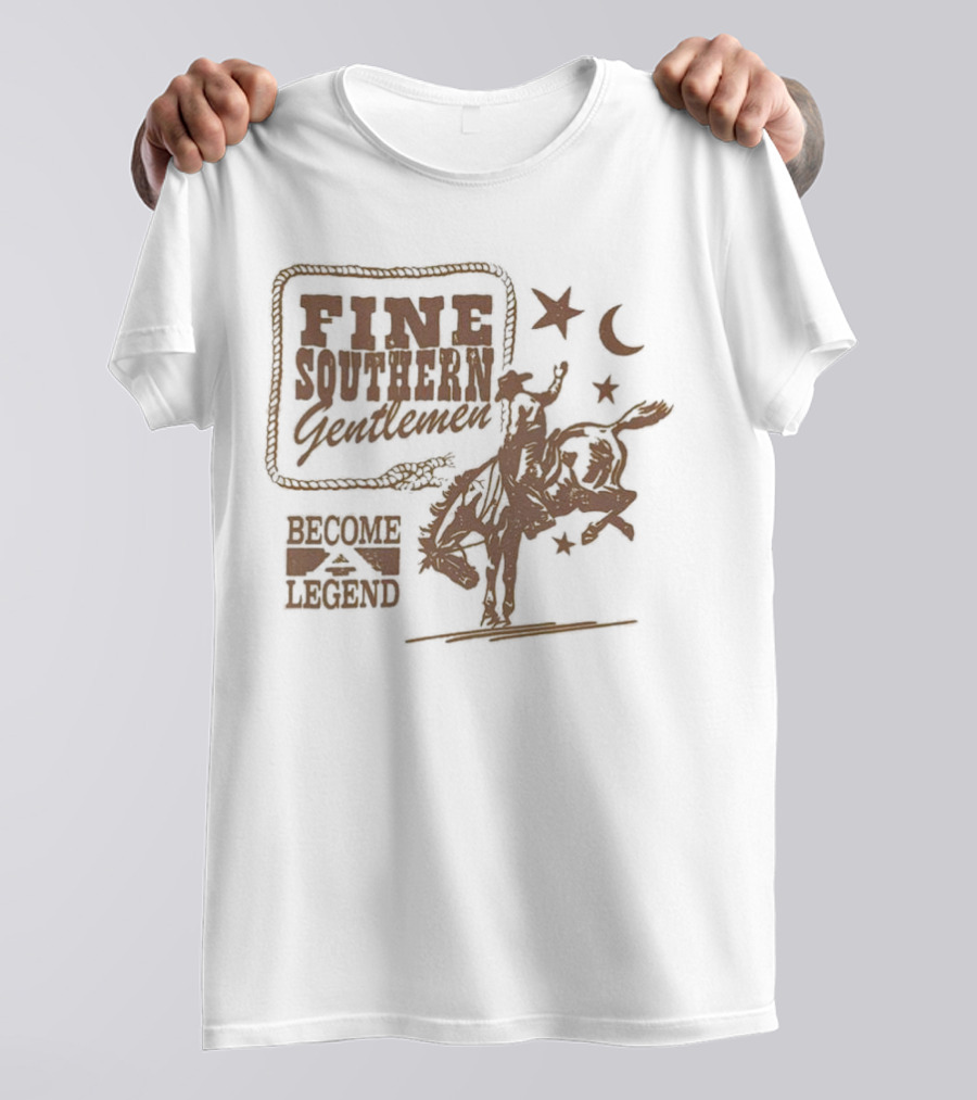Fine Southern Gentlemen Become Legend Cowboy Moon And Stars T-Shirt