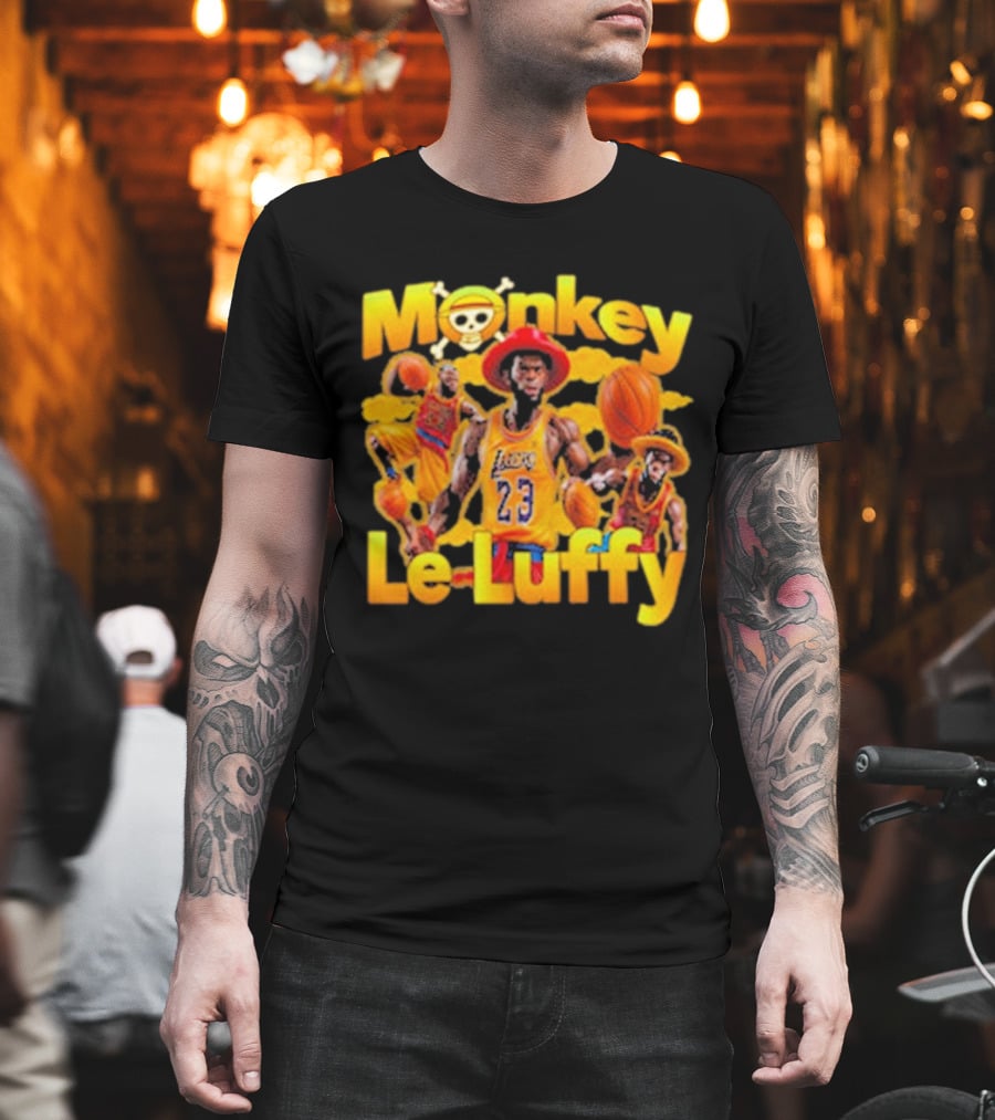 Monkey Le Luffy Lakers Basketball Crossbones Hat T-Shirt