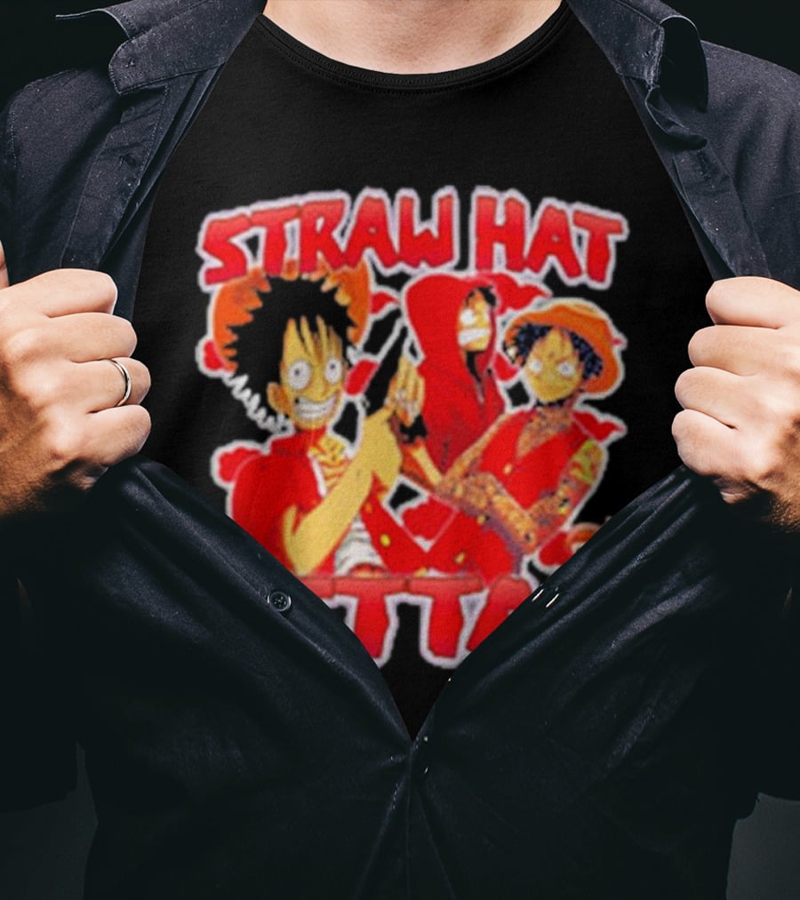 Straw Hat Hittas Monkey Luffy Anime Crossover T-Shirt