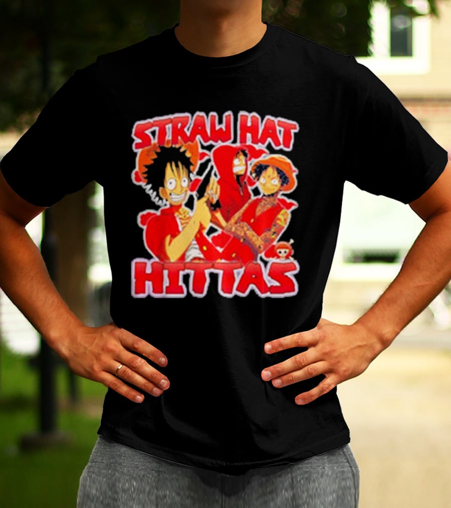 Straw Hat Hittas Monkey Luffy Anime Crossover T-Shirt