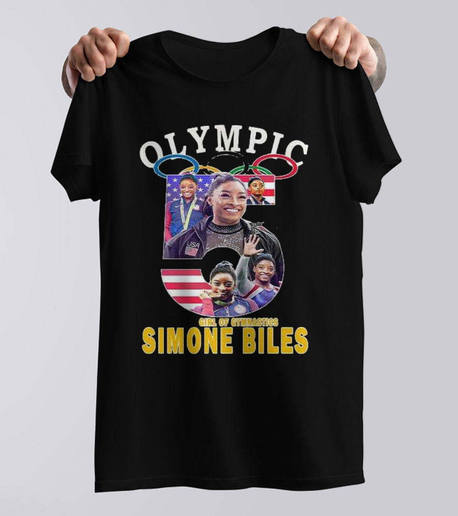 Olympic Five Rings Girl Of Gymnastics Simone Biles T-Shirt