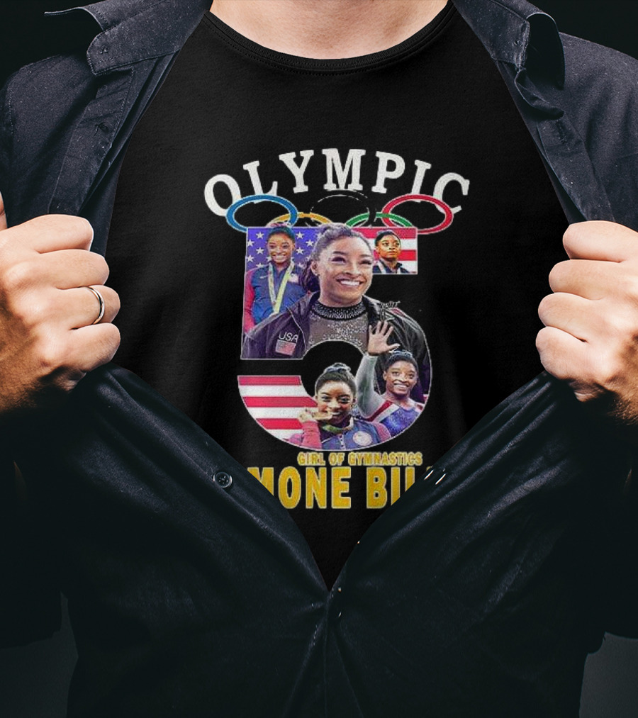 Olympic Five Rings Girl Of Gymnastics Simone Biles T-Shirt