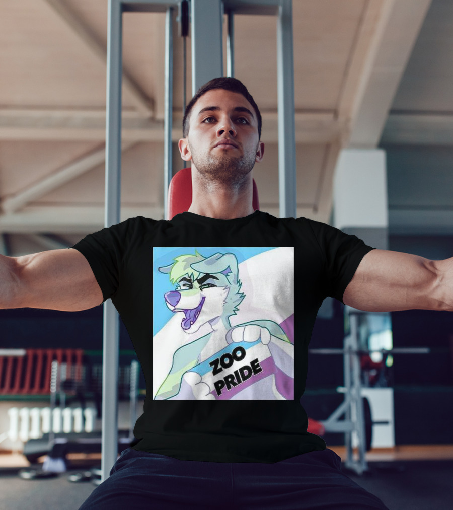 Zoo Pride Furry Character Holding Flag T-Shirt