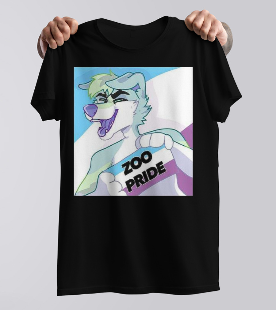 Zoo Pride Furry Character Holding Flag T-Shirt