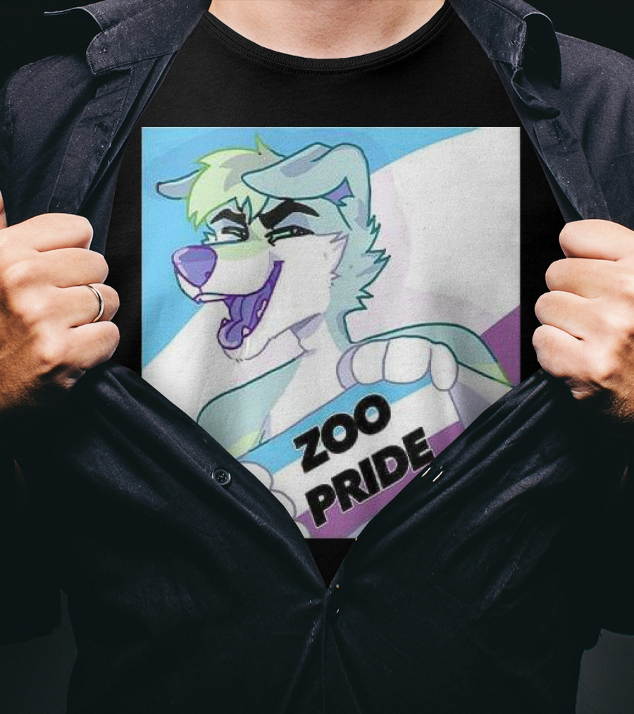 Zoo Pride Furry Character Holding Flag T-Shirt