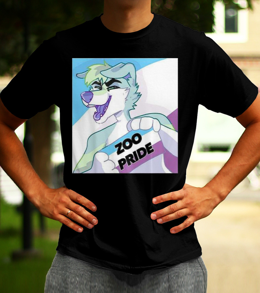 Zoo Pride Furry Character Holding Flag T-Shirt
