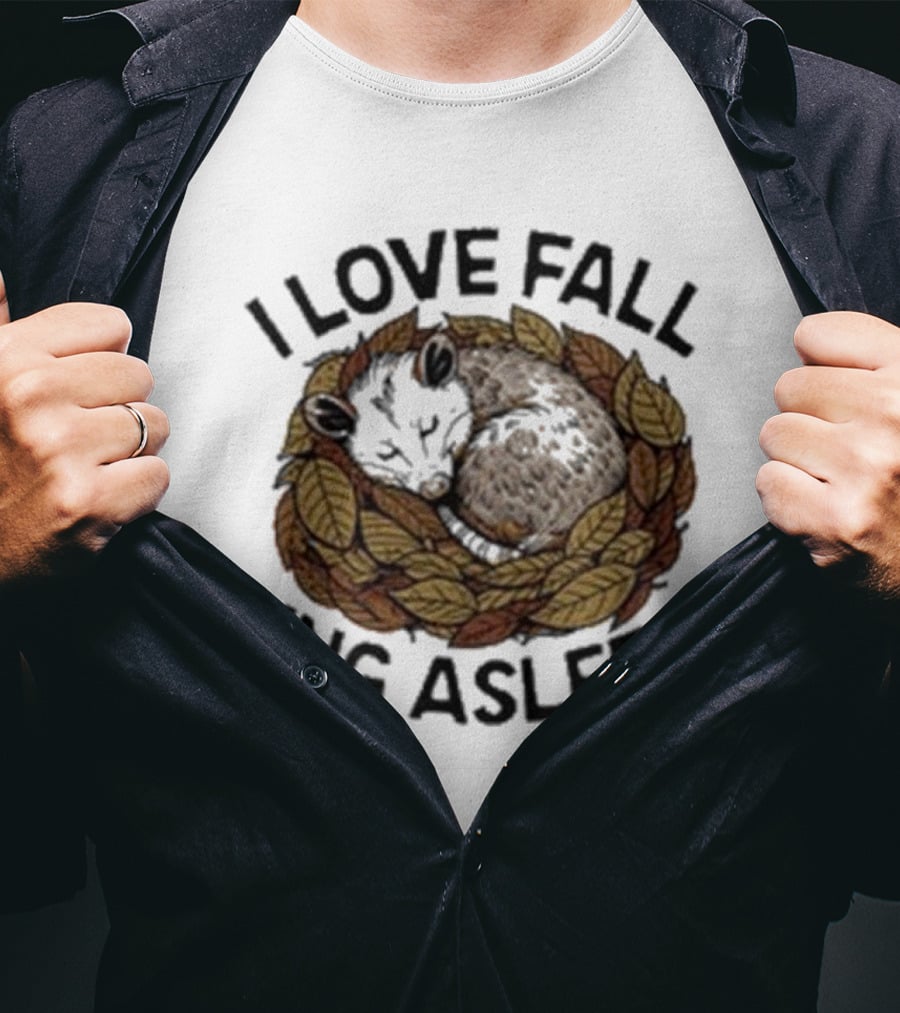 I Love Fall -ing Asleep Cozy Autumn Leaves Sheep T-Shirt