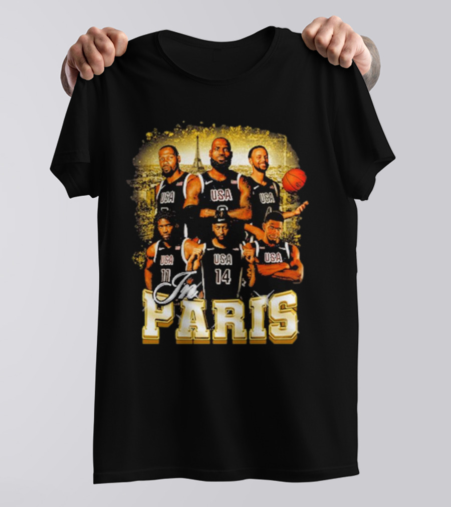 USA Basketball Players In Paris Eiffel Tower T-Shirt