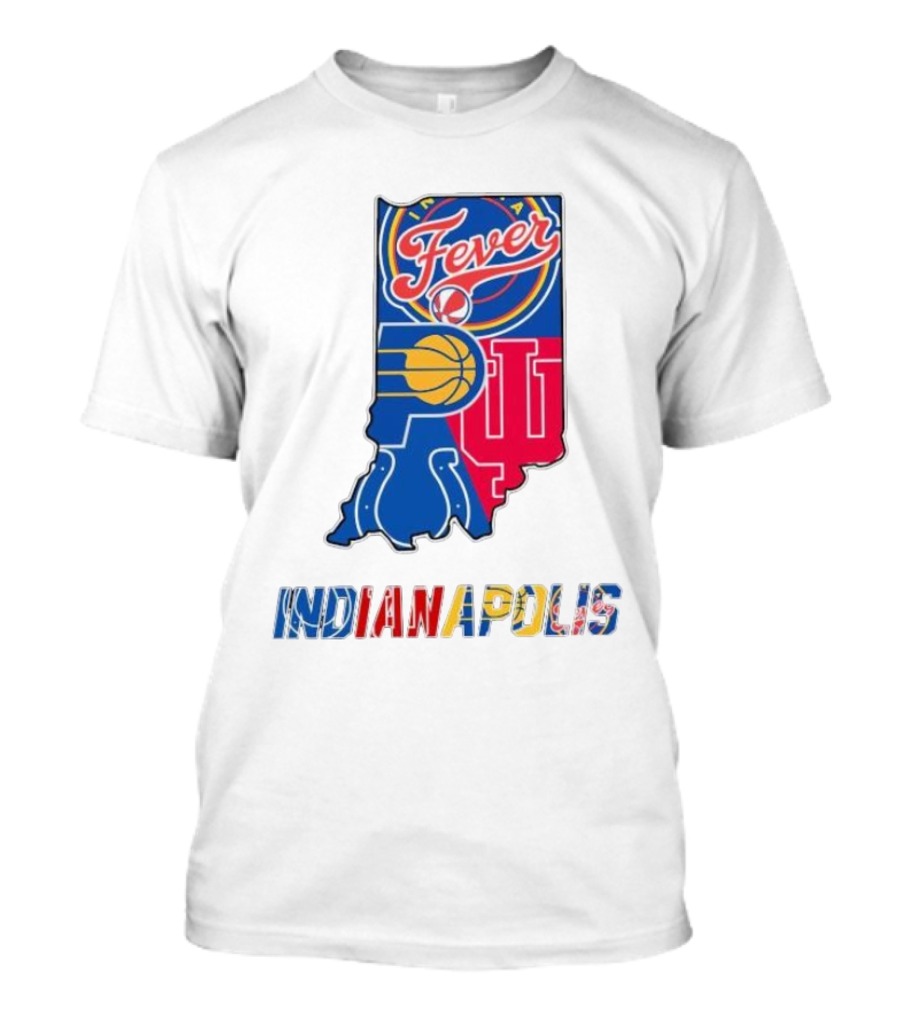Indianapolis Fever Pacers IU Colts Map T-Shirt