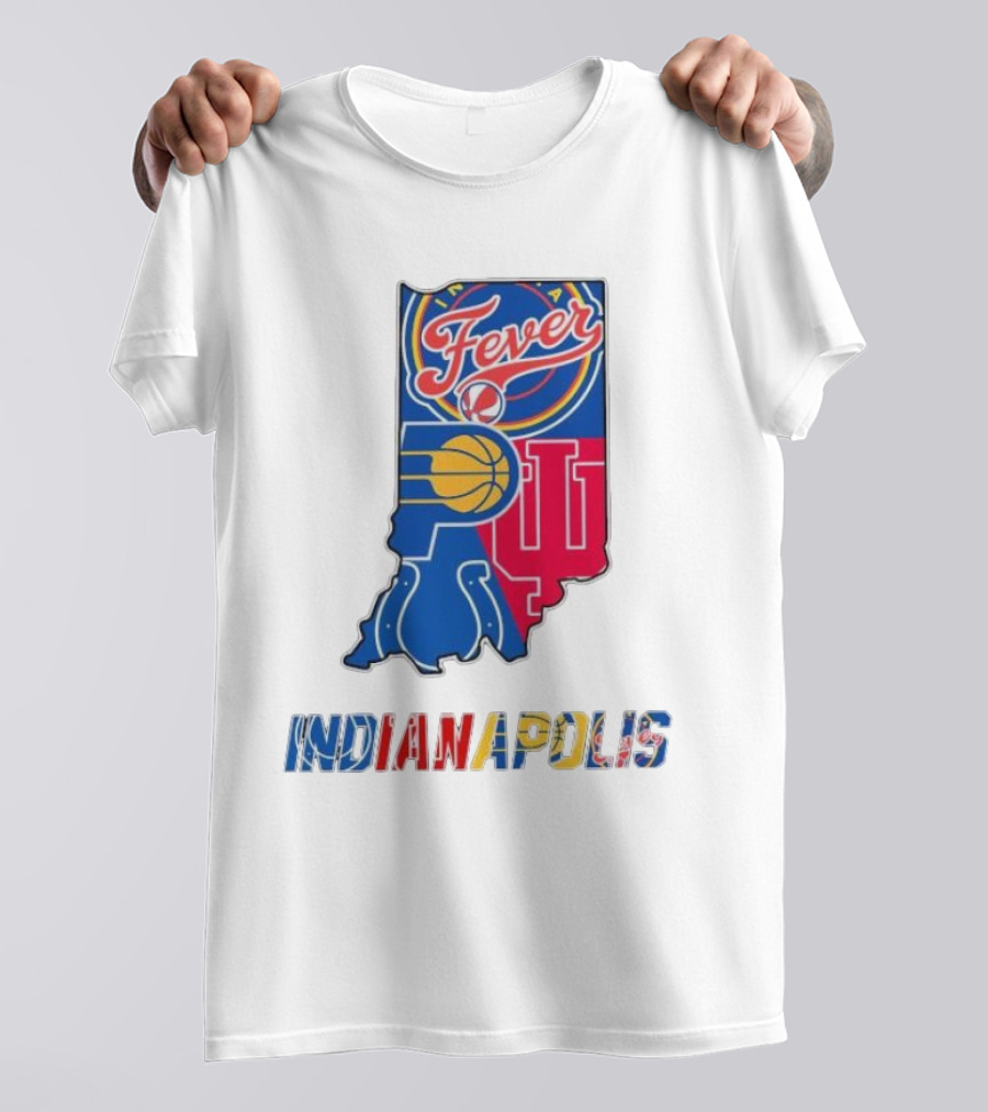 Indianapolis Fever Pacers IU Colts Map T-Shirt