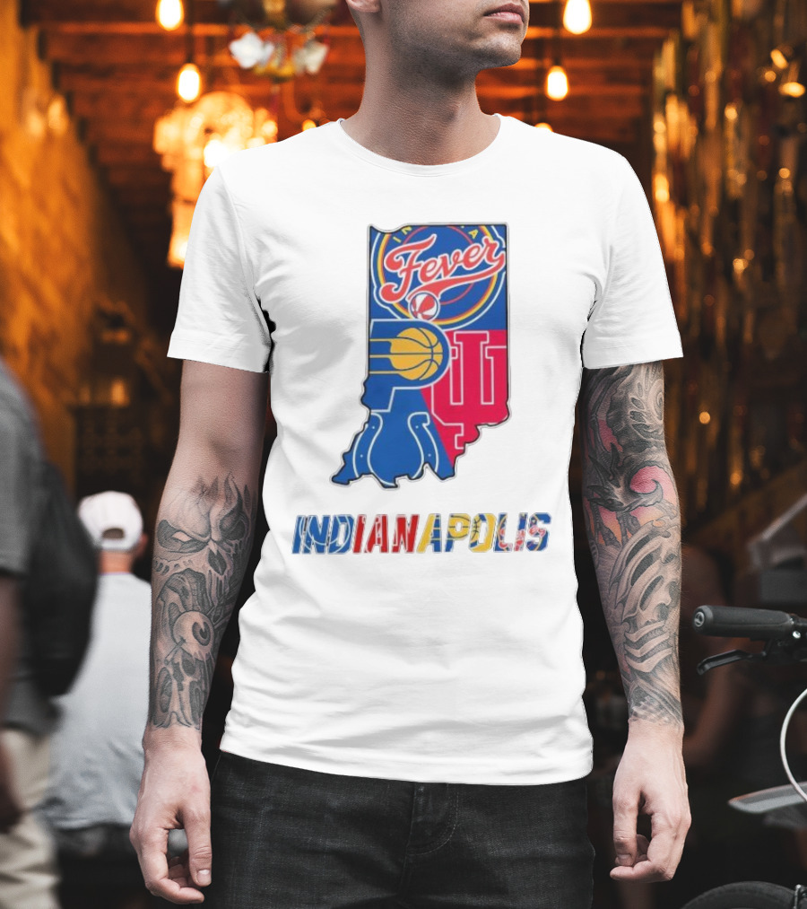 Indianapolis Fever Pacers IU Colts Map T-Shirt