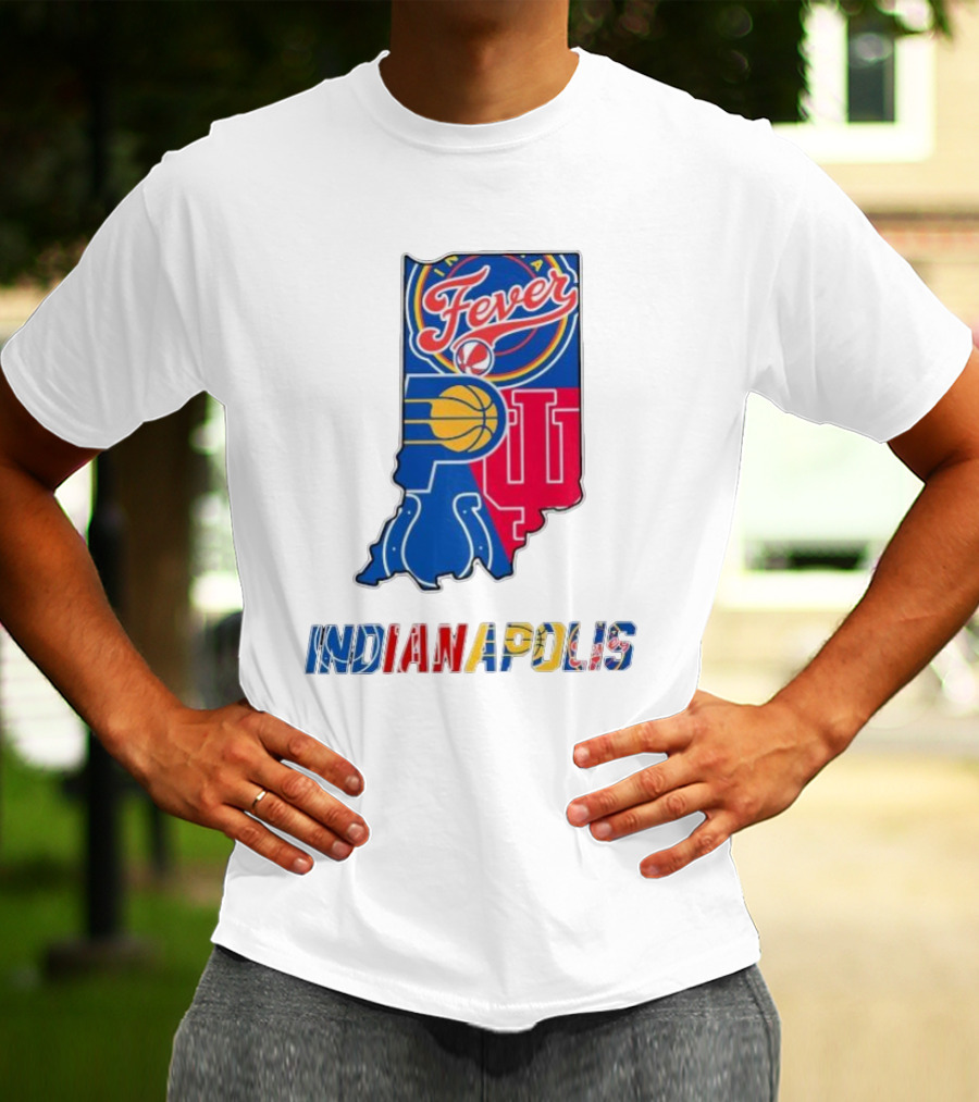 Indianapolis Fever Pacers IU Colts Map T-Shirt