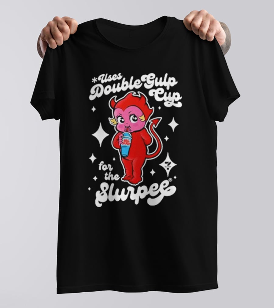 Uses Double Gulp Cup For The Slurpee Devil 7-Eleven T-Shirt