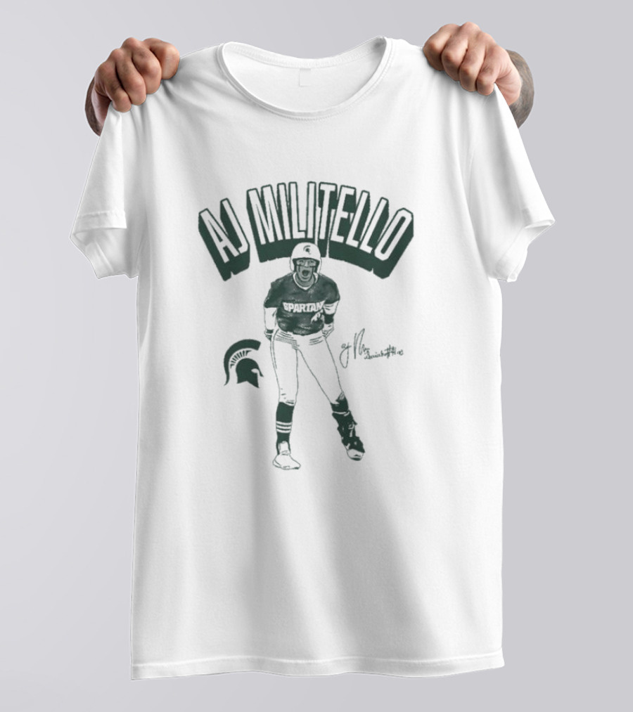 AJ Militello Spartans Michigan State Football Signature T-Shirt