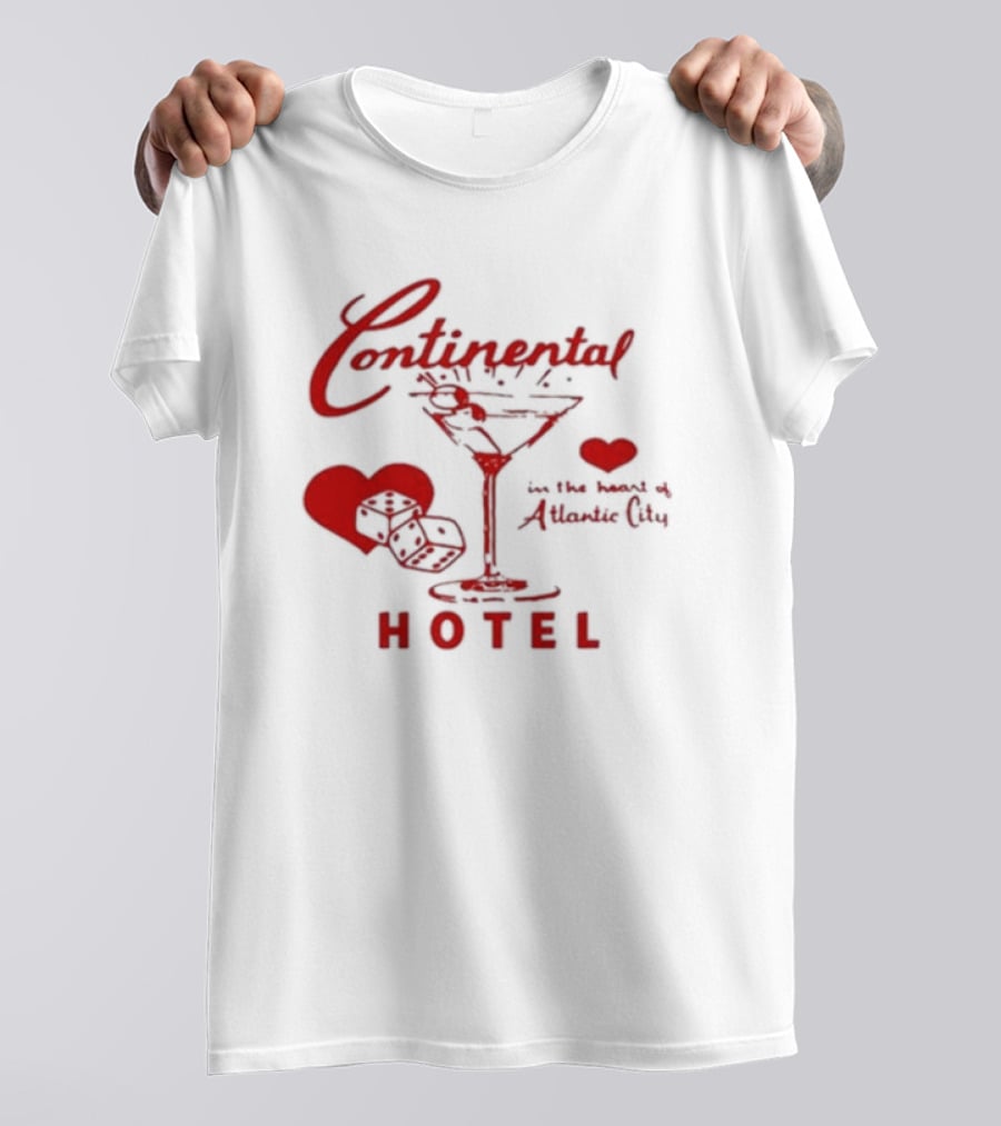 Continental Hotel In The Heart Of Atlantic City With Hearts And Martini Glass T-Shirt