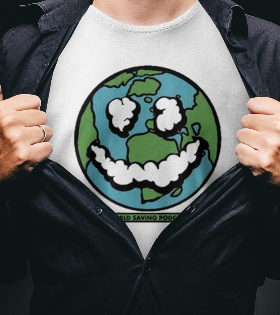 Andy Frasco Crowd Surf World Saving Podcast Earth Smiley T-Shirt