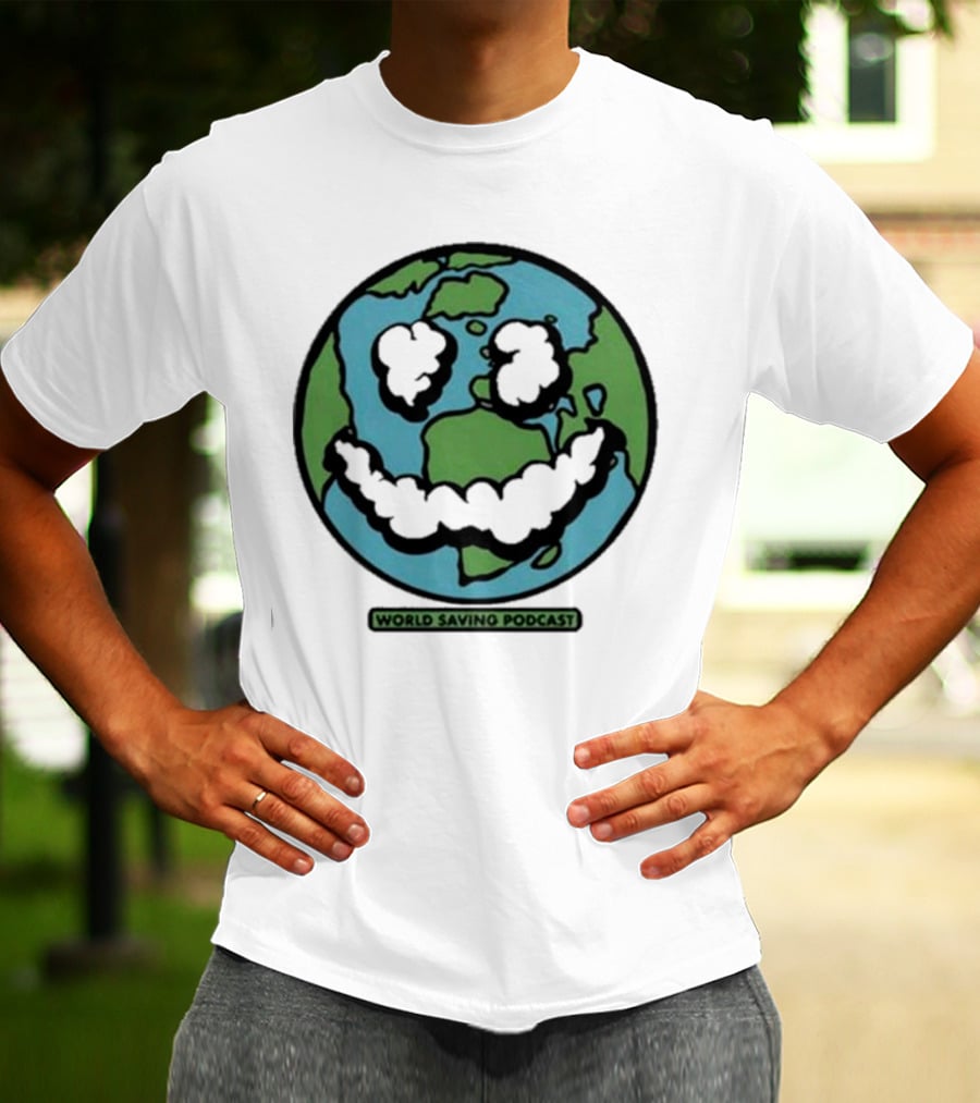 Andy Frasco Crowd Surf World Saving Podcast Earth Smiley T-Shirt
