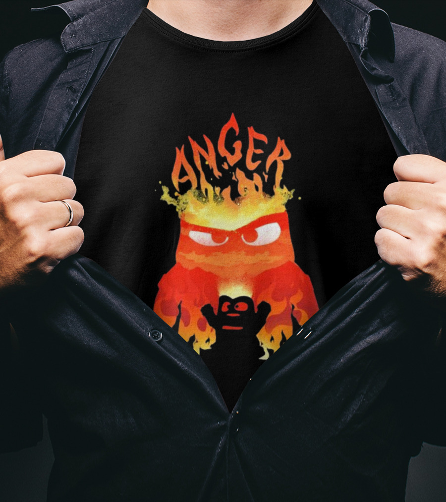 Anger Fire Inside Out Movie Character With Flaming T-Shirt