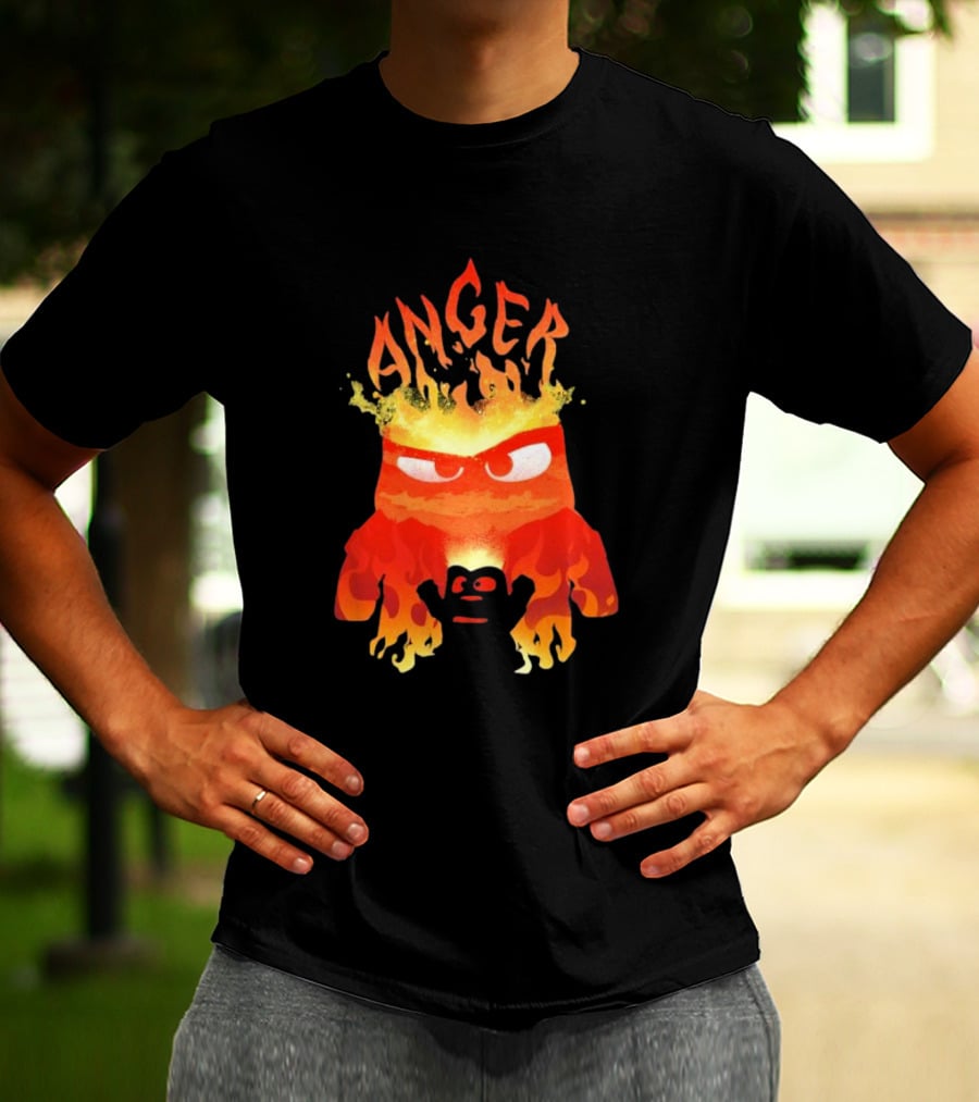 Anger Fire Inside Out Movie Character With Flaming T-Shirt