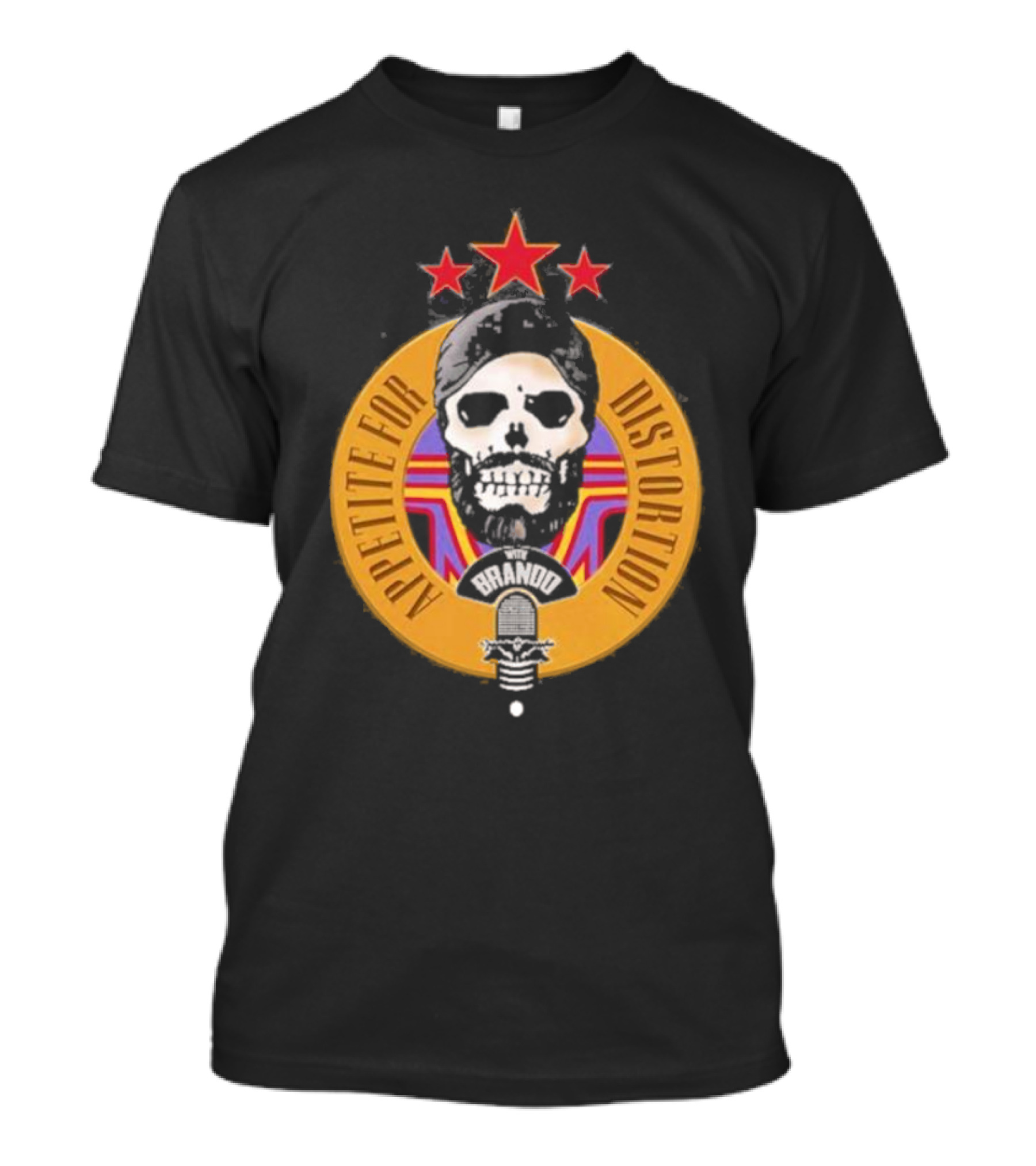 Appetite For Distortion Podcast Brando Skull And Microphone T-Shirt