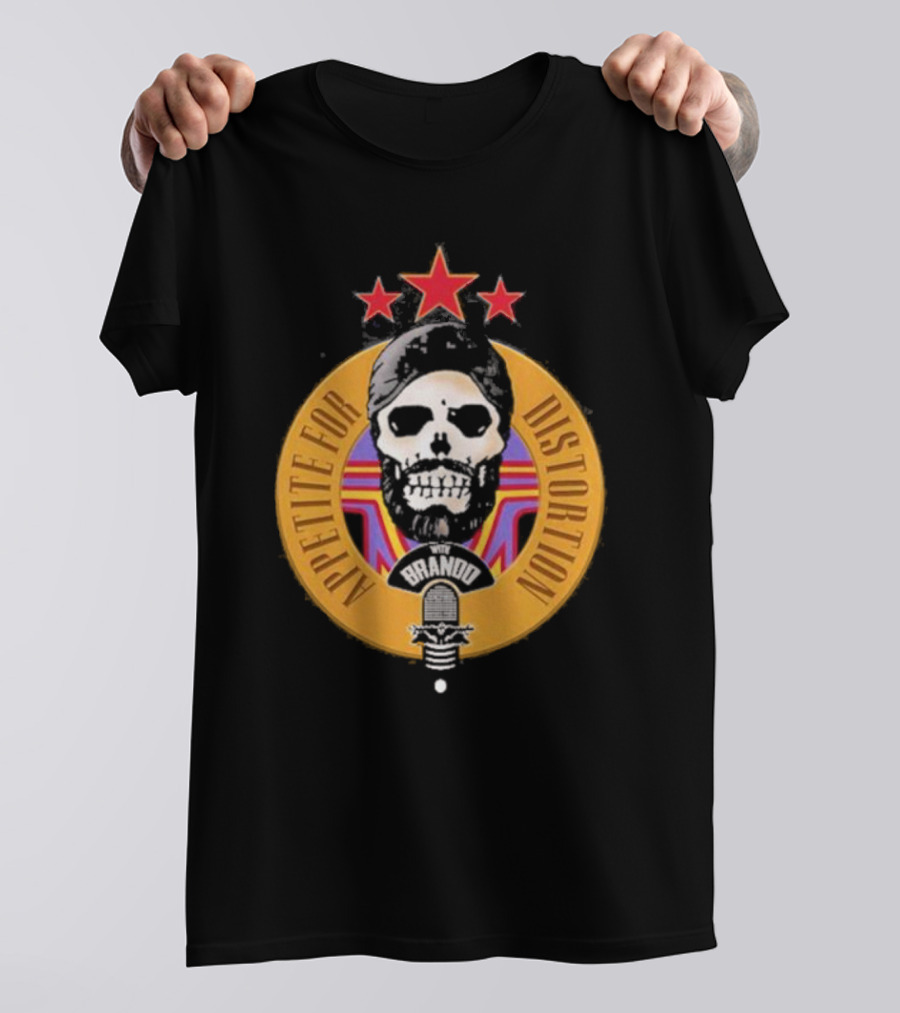 Appetite For Distortion Podcast Brando Skull And Microphone T-Shirt