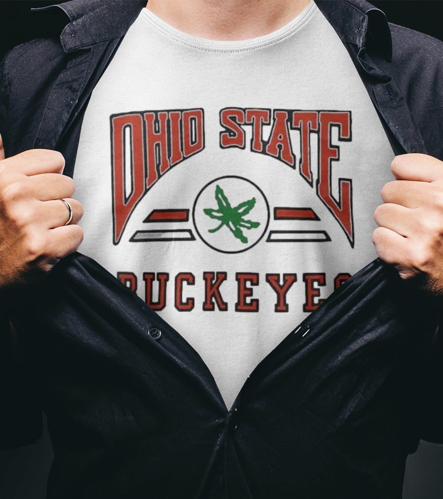 Ohio State Buckeyes Arch With Green Leaf T-Shirt