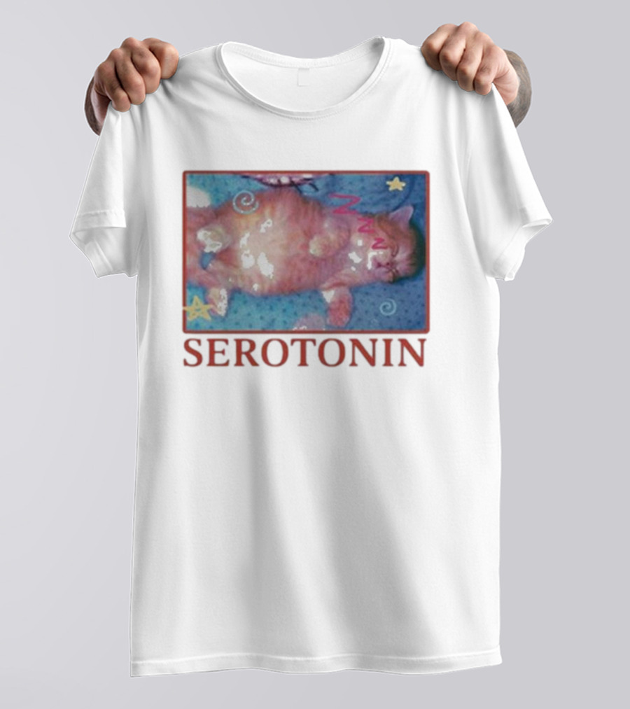 K45ink Serotonin Cat With Stars And Spirals T-Shirt