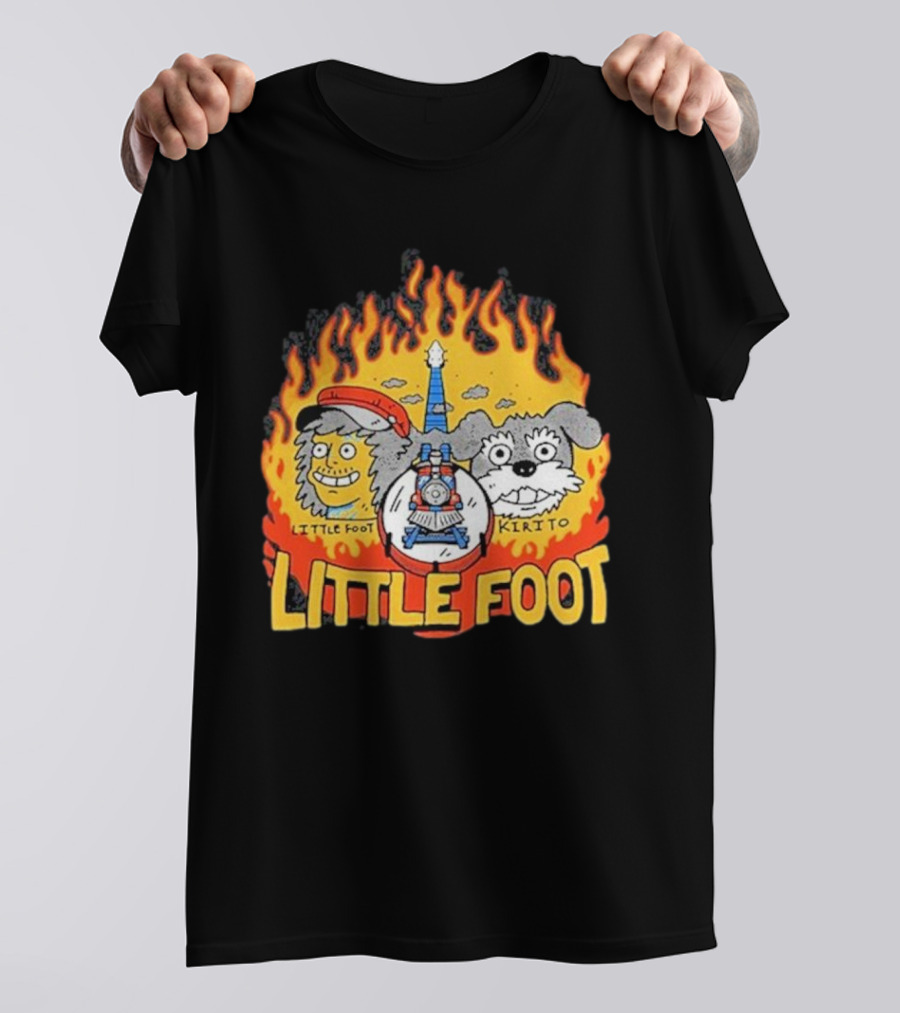 Littlefoot Kirito Littlefoot Kirito Littlefoot Flame Border Cartoon Faces T-Shirt