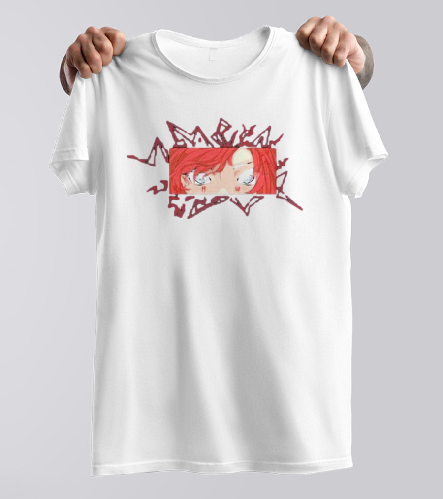 New Hiswattson Recharged Anime Eyes Red Hair Lightning Frame T-Shirt