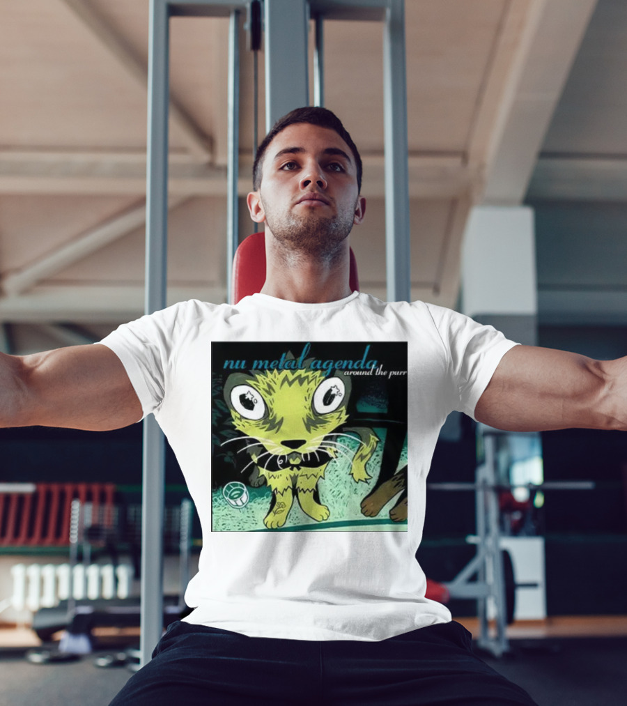 Nu Metal Agenda Around The Purr Feline Illustration With Swirling Colors And Bold Letters T-Shirt