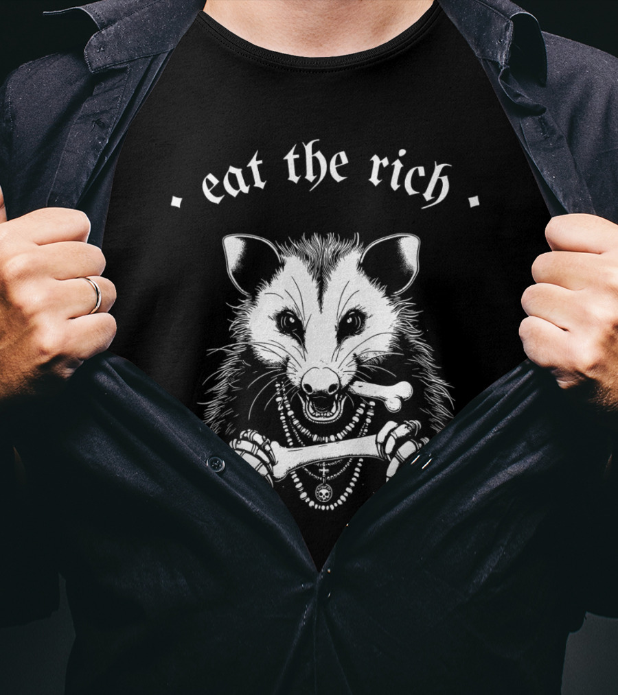 Punk With A Camera Eat The Rich Possum Anti-Fascist Merch T-Shirt