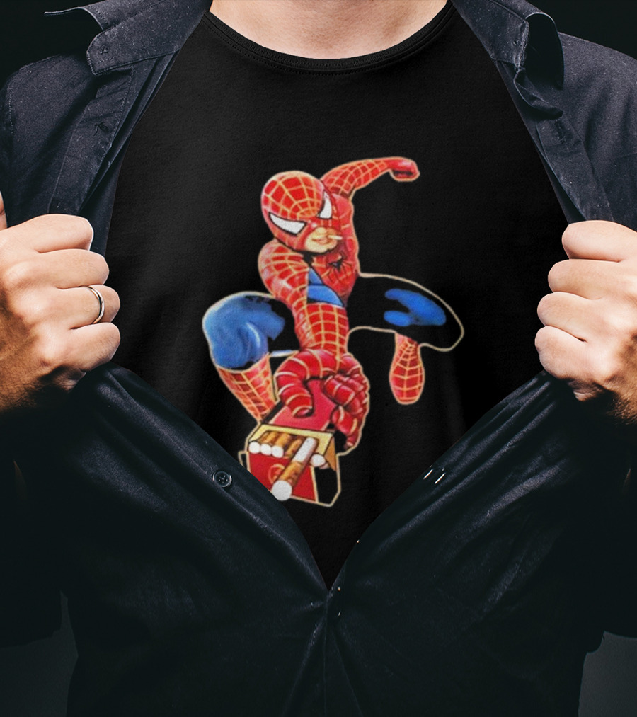 Shithead Steve Superman Smoker Man Spider-Man Cigarette Box Swing T-Shirt