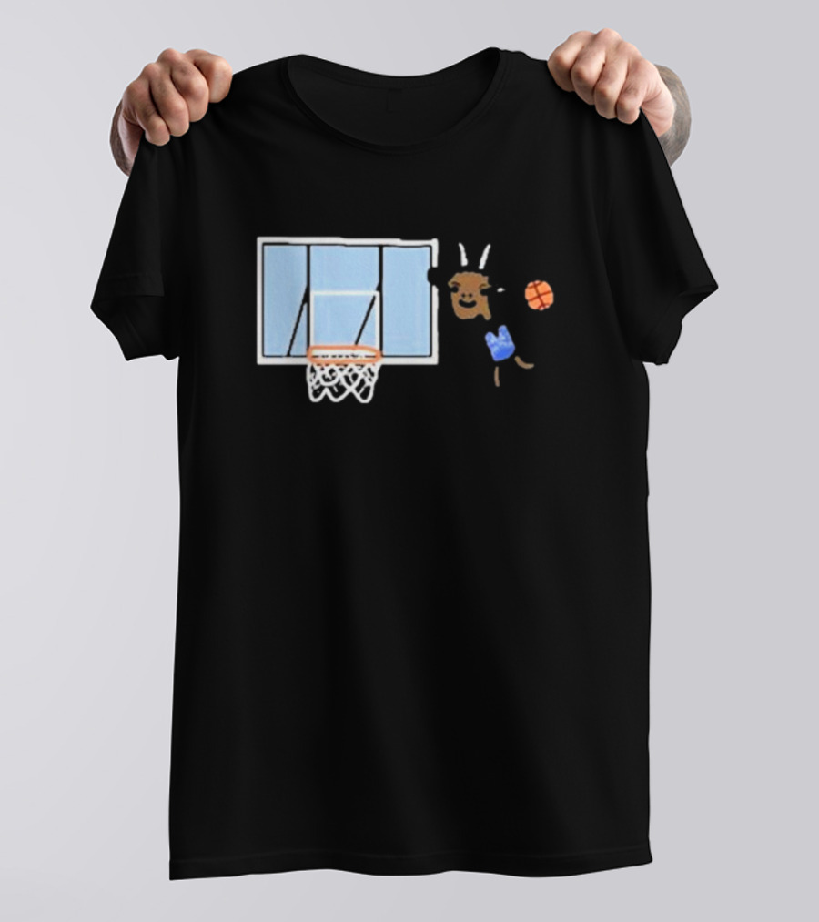 Goat Biles Basketball Dunking Goat With Jersey And Hoop T-Shirt